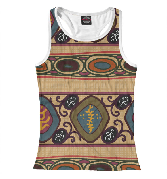 Женская майка-борцовка с изображением Этническая африка цвета Белый