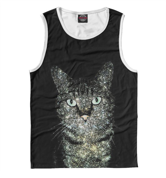 Майка для мальчика с притом Звездный кот цвета Белый Майка для мальчика с изображением Звездный кот цвета Белый