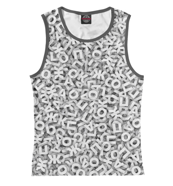 Майка для девочки с притом Буквы цвета Белый Майка для девочки с изображением Буквы цвета Белый