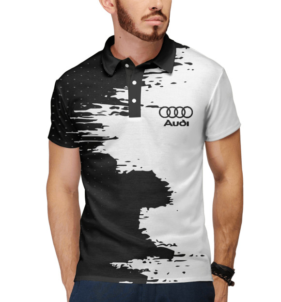 Мужское поло с изображением AUDI sport цвета Белый