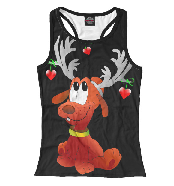 Женская майка-борцовка с изображением Олень цвета Белый