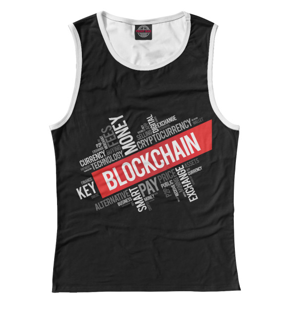 Женская майка с изображением Blockchain цвета Белый