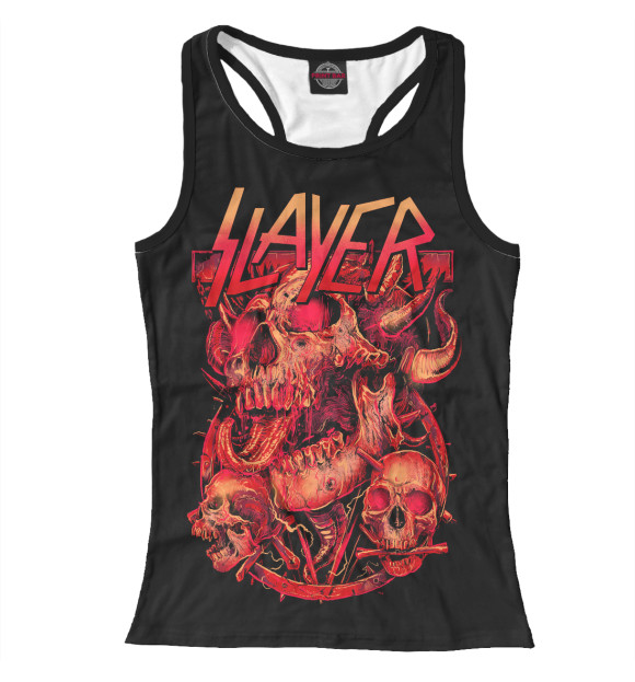 Женская майка-борцовка с притом Slayer цвета Белый Женская майка-борцовка с изображением Slayer цвета Белый