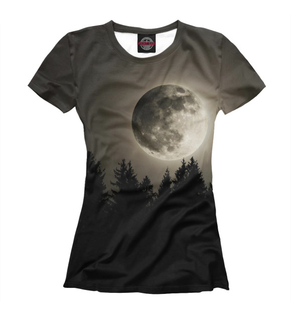 Женская футболка с изображением Луна цвета Белый