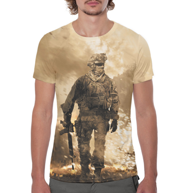 Мужская футболка с изображением Modern Warfare 2 цвета Белый