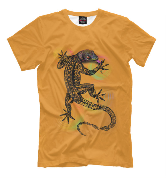 Мужская футболка с изображением Ящерица цвета Темно-бежевый