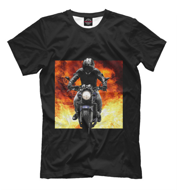 Мужская футболка с изображением Мотоциклист цвета Черный