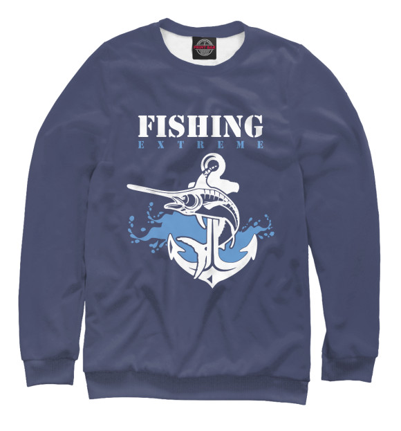 Свитшот для мальчиков с изображением Экстремальная рыбалка цвета Белый