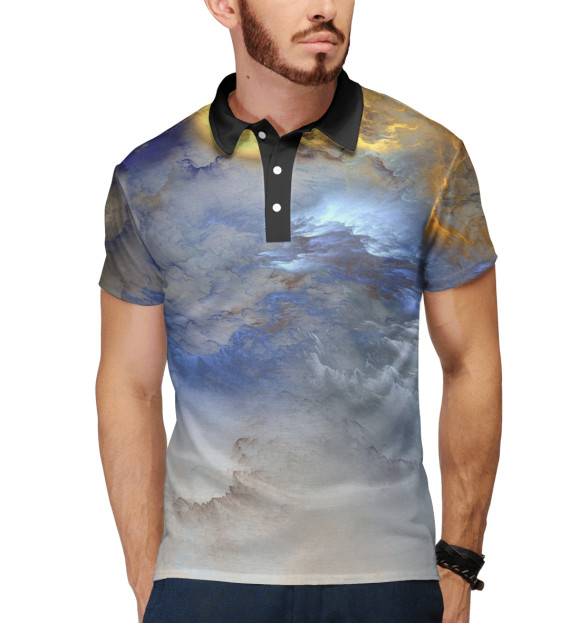 Мужское поло с изображением Стихия цвета Белый