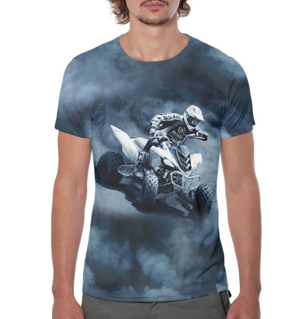 Мужская футболка с изображением Квадроцикл цвета Белый