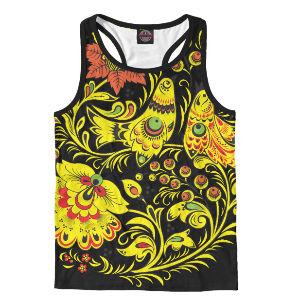 Мужская майка-борцовка с изображением Русский стиль цвета Белый