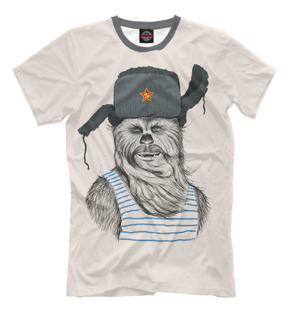 Мужская футболка с изображением Снежный человек в ушанке цвета Молочно-белый