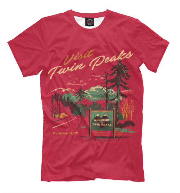 Мужская футболка с изображением Visit Twin Peaks цвета Темно-розовый