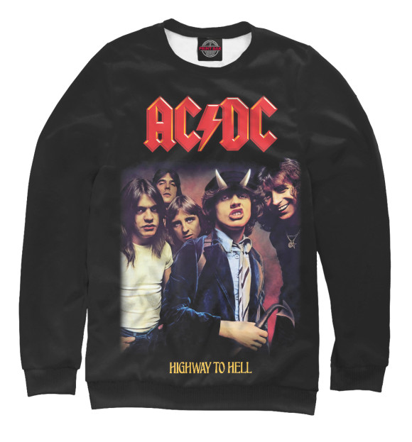Мужской свитшот с изображением AC/DC цвета Белый