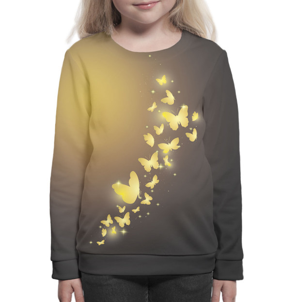 Свитшот для девочек с изображением Бабочки цвета Белый