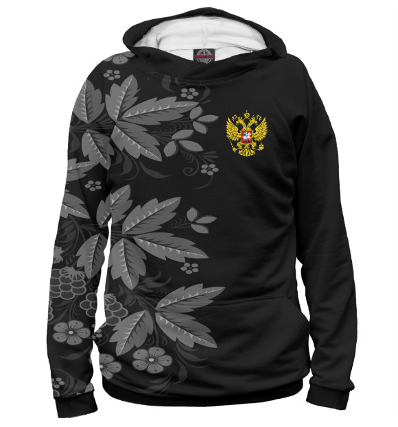 Мужское худи с притом Russia цвета Белый Мужское худи с изображением Russia цвета Белый