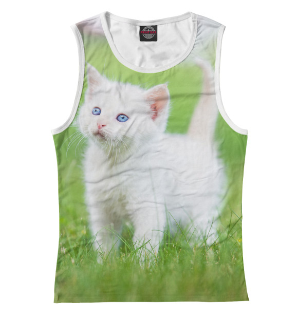 Майка для девочки с изображением Кот цвета Белый