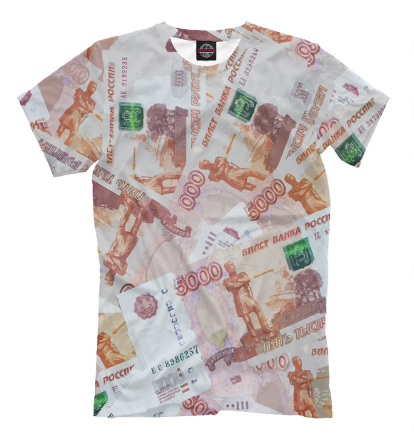 Мужская футболка с изображением 5 тысяч рублей цвета Белый