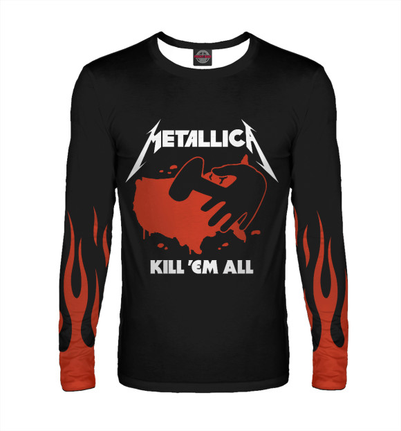 Мужской лонгслив с изображением Kill Em All цвета Белый