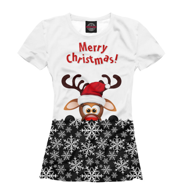 Футболка для девочек с изображением Merry Christmas цвета Белый