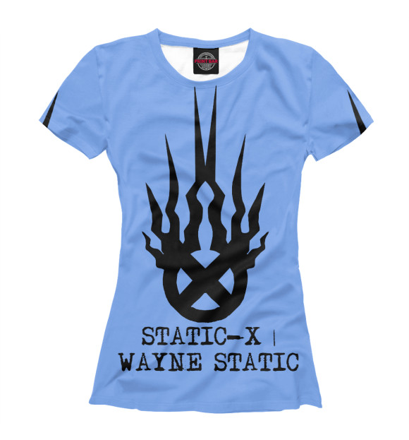 Женская футболка с изображением Static-X | Wayne Static Blue цвета Белый