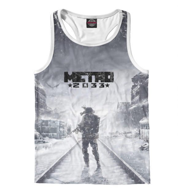 Мужская майка-борцовка с изображением Metro 2033 winter цвета Белый
