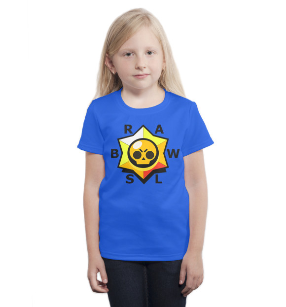 Футболка для девочек с изображением Brawl Stars -Череп цвета Белый
