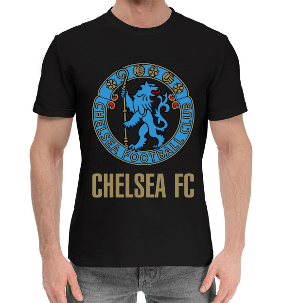 Мужская хлопковая футболка с изображением Chelsea цвета Черный