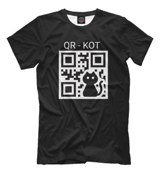 Мужская футболка QR - КОТ black