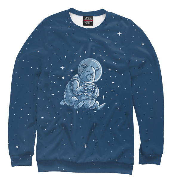 Женский свитшот с изображением Sleeping Space Bear цвета Белый
