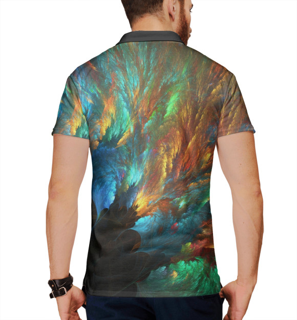 Мужское поло с притом Фрактальные перья цвета Белый Мужское поло с изображением Фрактальные перья цвета Белый