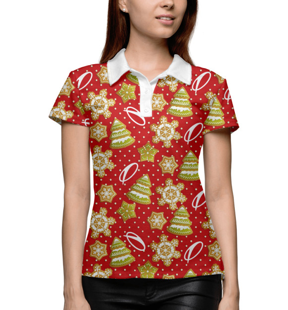 Женское поло с притом ASOT Christmas Mod Red цвета Белый Женское поло с изображением ASOT Christmas Mod Red цвета Белый