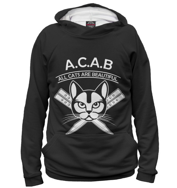 Женское худи с изображением A.C.A.B. цвета Белый