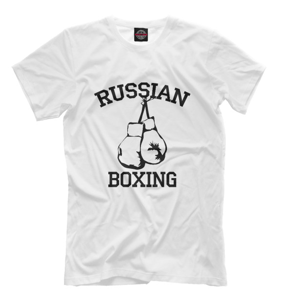 Мужская футболка с изображением RUSSIAN BOXING цвета Молочно-белый