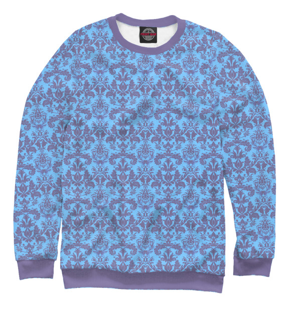 Свитшот для девочек с изображением Damask Blue Rasberry цвета Белый