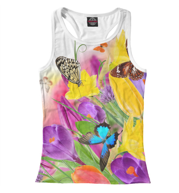 Женская майка-борцовка с изображением Бабочки цвета Белый