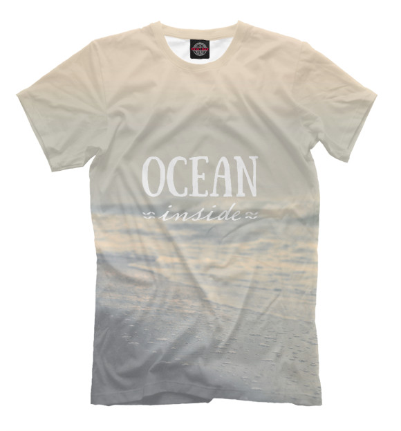 Мужская футболка с изображением Океан внутри цвета Бежевый