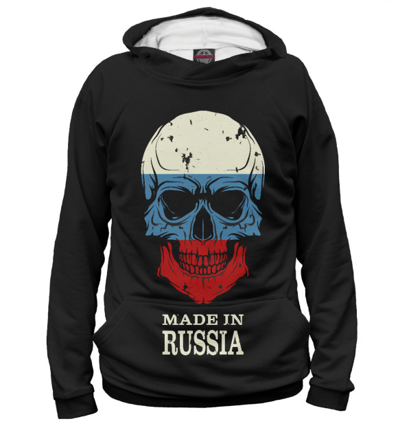 Мужское худи с изображением Made in Russia цвета Белый