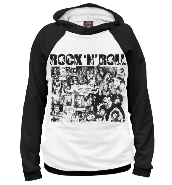 Женское худи с изображением Rock'n'Roll цвета Белый