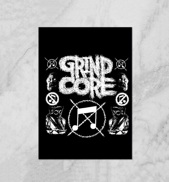 Плакат с притом Grindcore цвета Белый Плакат с изображением Grindcore цвета Белый