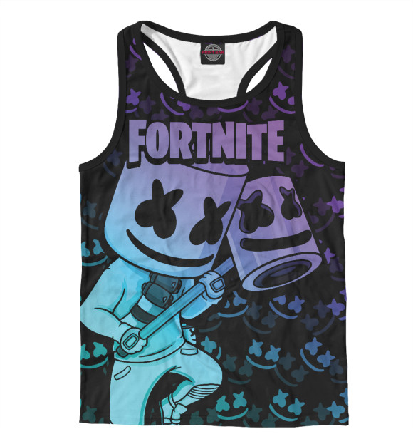 Мужская майка-борцовка с изображением Fortnite, Marshmello цвета Белый