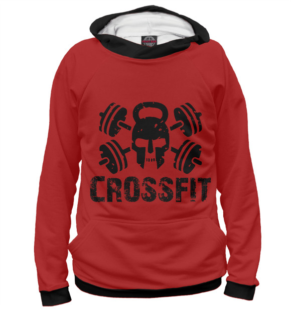Женское худи с изображением Crossfit Skull цвета Белый