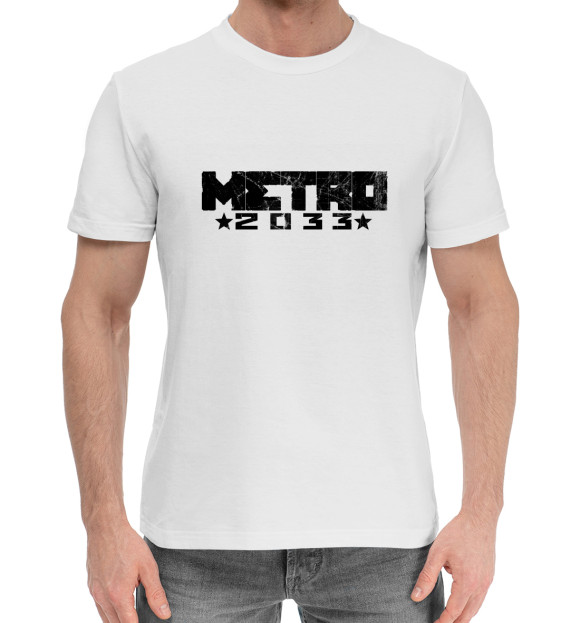 Мужская хлопковая футболка с изображением Metro цвета Белый
