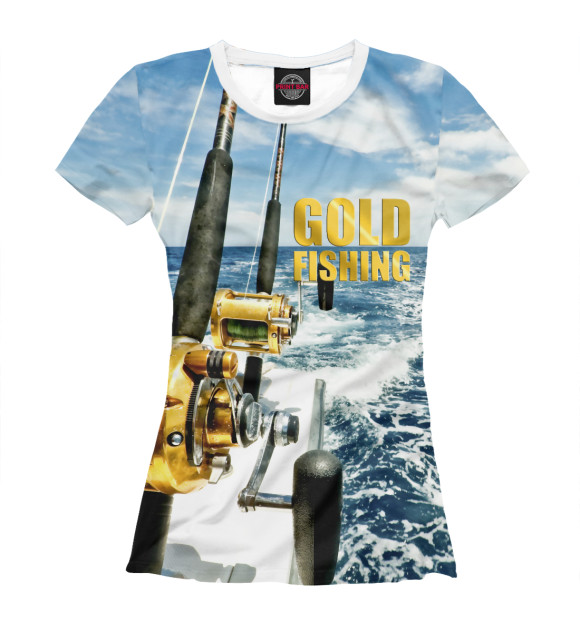 Женская футболка с изображением Gold fishing цвета Белый