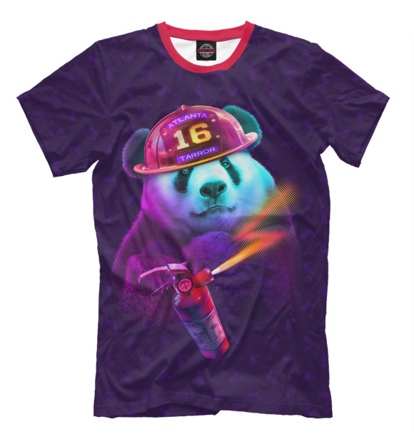 Футболка для мальчиков с изображением Panda Fireman цвета Молочно-белый