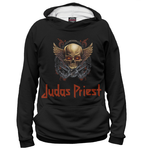 Мужское худи с изображением Judas Priest цвета Белый