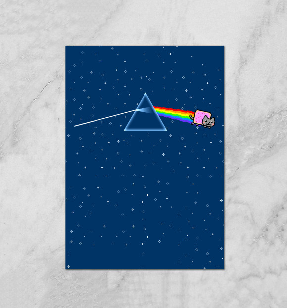 Плакат с притом Pink Floyd cat цвета Белый Плакат с изображением Pink Floyd cat цвета Белый