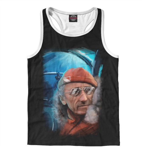 Мужская майка-борцовка с изображением Жак Ив Кусто цвета Белый