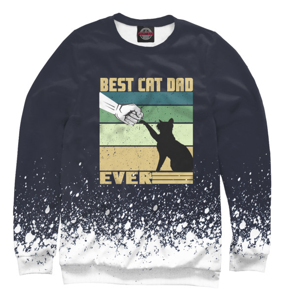 Свитшот для девочек с изображением Best Cat Dad Ever цвета Белый
