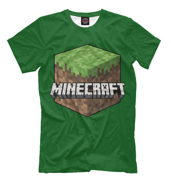 Мужская футболка с изображением Minecraft Grass цвета Молочно-белый